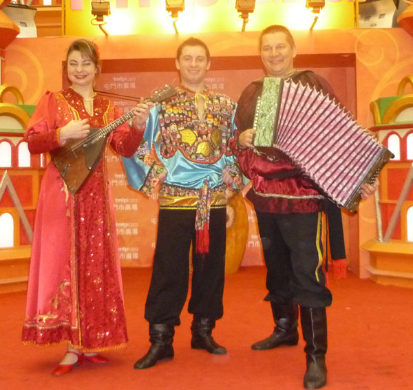 Russian multicultural school assembly. Ensemble Barynya from New York
