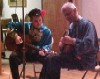 Russian folk singer Misha Smirnov (with guitar) and balalaika virtuoso Alex Siniavski
