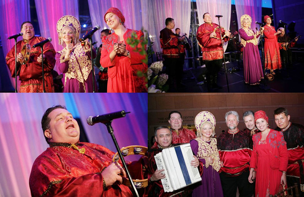 Ensemble Barynya, National Constitution Center, Philadelphia, Pennsylvania, 2008 Liberty Medal Award Ceremony, Thursday September 18th 2008, National Constitution Center 525 Arch Street Independence Mall Philadelphia PA 19106, Mikhail Smirnov (artistic director, garmoshka, guitar, vocals), Alex Siniavski (balalaika), Leonid Bruk (balalaika-contrabass), Lev Zabeginsky (balalaika), Yan Khmel (bayan accordion), Alexander Menshikov (singer), Irina Zagornova (singer), Diana Bruk (singer), Alexey Maltsev (dancer), Anna Brovkina (dancer), Andrei Kisselev (dancer), Olga Chpitalnaia (dancer), Natalia Ejova (dancer), Valentina Kvasova (dancer), Vitaly Verterich (dancer) and Ilia Pankratov (dancer)