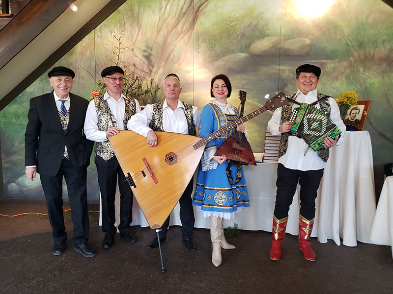 NYC Klezmer Band, Bar Mitzvah, Prospect Park Boat House, Brooklyn, New York, January 22 2020, 101 East Drive Brooklyn New York  11225, Leonid Bruk (balalaika-contrabass), Mikhail Smirnov (button garmoshka accordion, vocals), Elina Karokhina (balalaika), Sasha (Alexander) Epelman (keyboard), Igor Balaban (clarinet, saxophone)