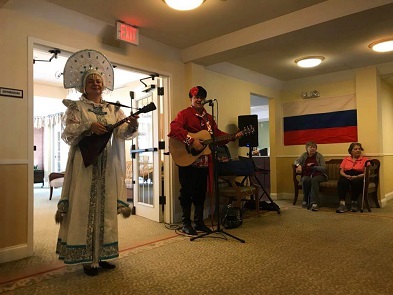 Massachusetts Assisted Living concerts, Russian Balalaika Duo, Elina Karokhina plays the balalaika