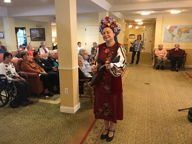 Massachusetts Assisted Living concerts, Russian Balalaika Duo, Elina Karokhina plays the balalaika