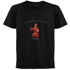 $20 dollars black T-shirt with the photo of singer Shenya Shevchenko
