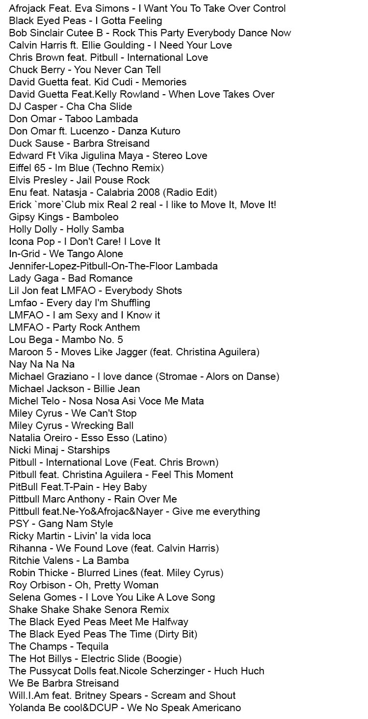 Russian DJ Song List - Быстрые танцевальные песни - обновлено 1 июля 2014 года
