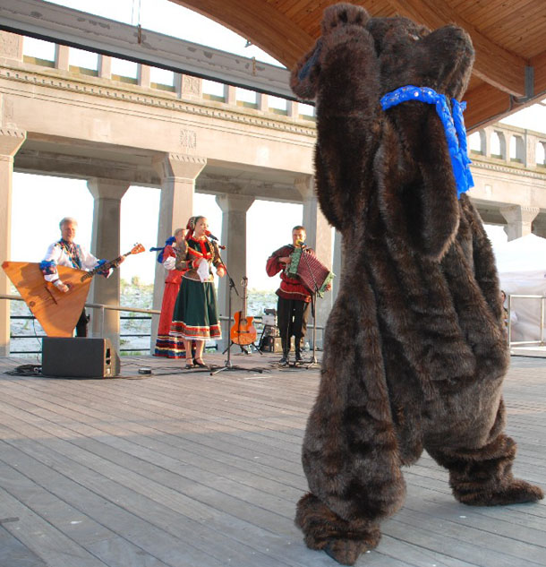 Dancing Russian Bear. Russian dance and music ensemble "Barynya" performance in Atlantic City, NJ
