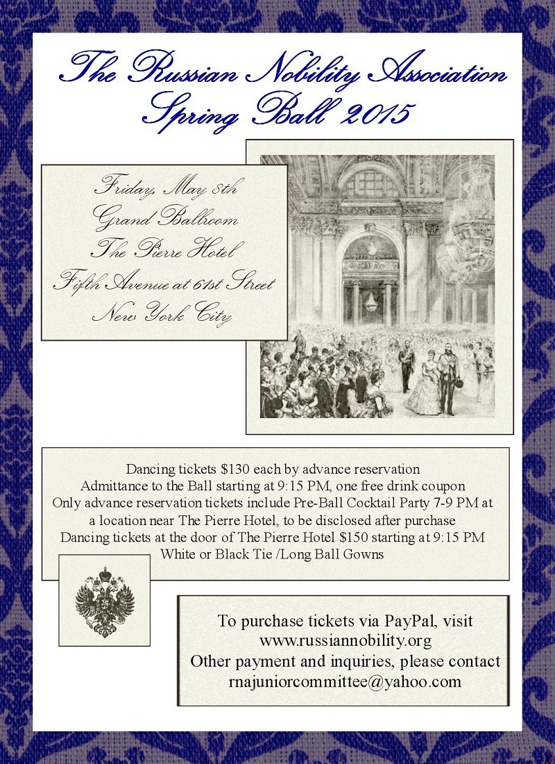Russian Nobility Ball 2015, New York City, The Hotel Pierre