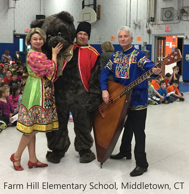 Barynya Balalaika Trio, Connecticut, Leonid Bruk, Elina Karokhina, Mikhail Smirnov, Farm Hill Elementary School, 390 E Ridge Rd, Middletown, CT 06457, Monday, May 2nd. 2016