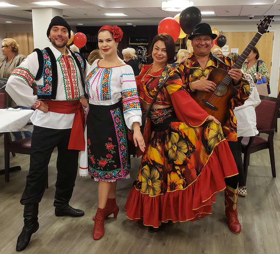 Wednesday August 17th 2022, 08-17-2022,  ,  , Mikhail Smirnov, Elina Karokhina, Alisa Egorova,  , ensemble Barynya, Balalaika, garmoshka,  Five Towns Premier Rehabilitation and Nurcing Center  1050 Central Ave Woodmere NY 11598