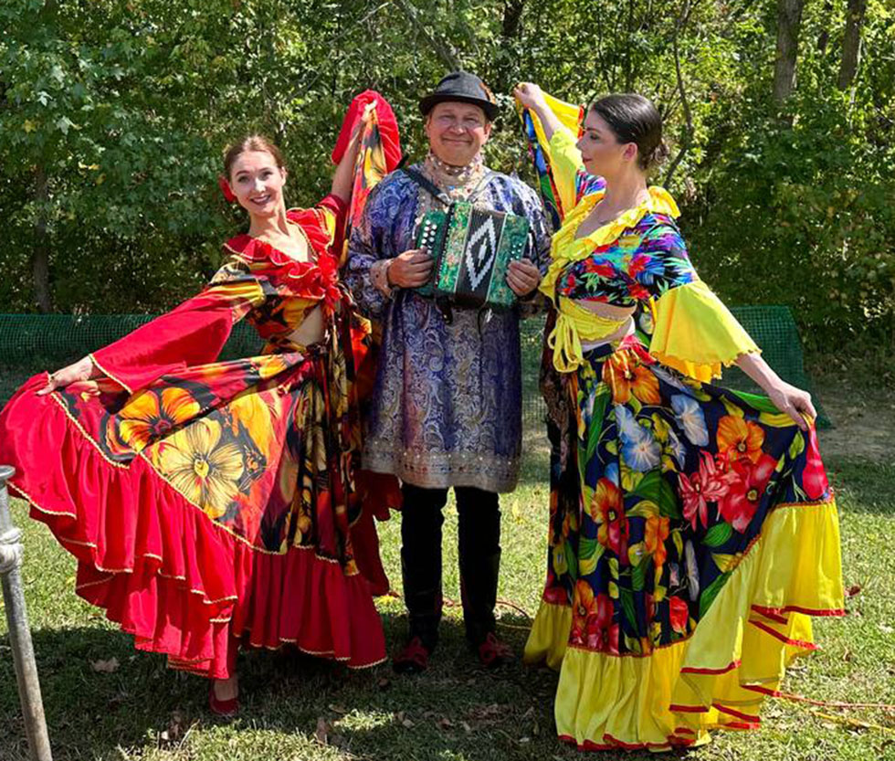 Ensemble Barynya in Ohio, Russian dancers Cincinnati, dancer Victoria Lazareva, dancer Tara Kuhl, artistic director, garmoshka virtuoso guitar player singer Mikhail Smirnov, St. George Festival in Loveland Ohio, St. George Russian Orthodox Church 118 N Lebanon Rd Loveland, OH 45140