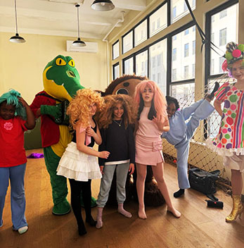 Cheburashka  Krokodil Gena clown Alisa, kids party in Manhattan, Green Square Kids Movement Lab New York City 300 W 56th St 2nd Floor New York NY 10019