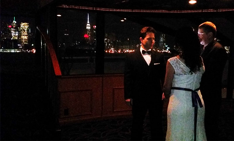 Russian-American Wedding Ceremony, bilingual Russian-English wedding Minister Mikhail, Yacht Manhattan Elite, Chelsea Piers, Pier 61, NYC, New York