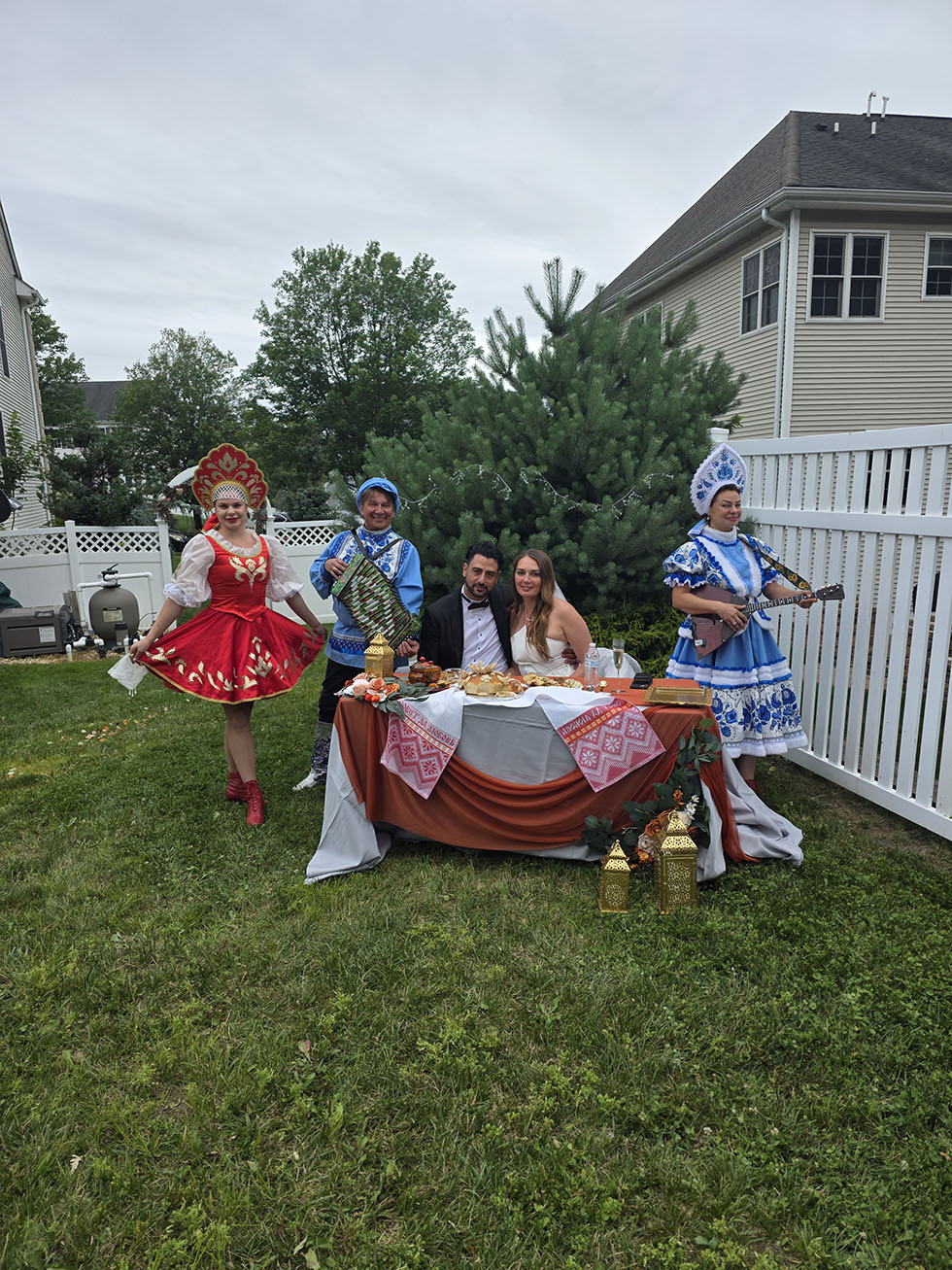 06-27-2025, Russian Wedding Ceremony, Russian Wedding Minister Mikhail, Russian speaking wedding officiant, Russian-American DJ,  ,   e  -,  ,  -, Friday June 27th 2025, MC, tamada, wedding minister Mikhail Smirnov, Elina Karokhina (balalaika), Russian DJ Alisa, American-Arabic-Russian wedding, Old Bridge, New Jersey